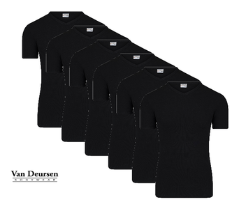 Beeren 6-Pack Heren T-shirts met diepe V-hals en K.M M3000 Zwart