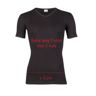 Beeren 6-Pack Extra lange heren T-shirts met V-hals en K.M. M3000 Zwart
