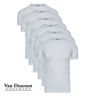 Beeren 6-Pack Heren T-shirts met ronde hals en K.M. M3000 Wit