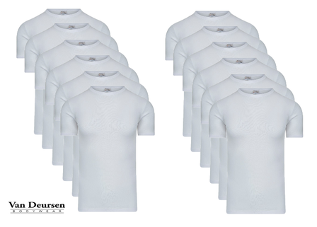Beeren 12-Pack Heren T-shirts met ronde hals en K.M. M3000 Wit