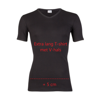 Beeren Extra lang heren T-shirt met V-hals en K.M. M3000 Zwart
