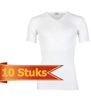 Beeren 10-Pack Heren T-shirts met V-hals en K.M. M3000 Wit