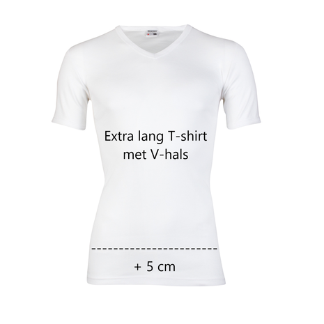 Verbazing Dezelfde Leuk vinden Beeren 6-Pack Extra lange heren T-shirts met V-hals en K.M. M3000 Wit - Van  Deursen Bodywear
