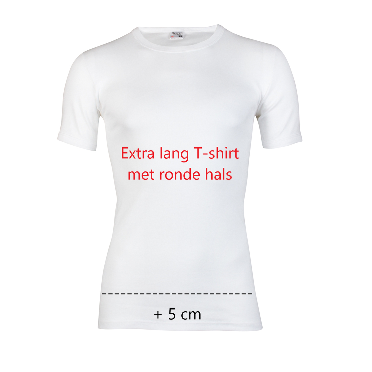 slijm Verrijking verliezen Beeren Extra lang heren T-shirt met ronde hals en K.M M3000 Wit - Van  Deursen Bodywear